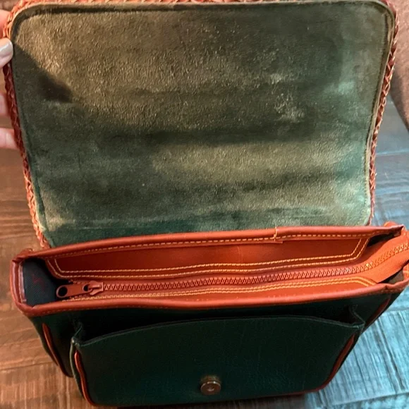 Dooney & Bourke Surrey Carrier Evergreen and British Tan Satchel Pebbled Leather - Picture 9 of 14